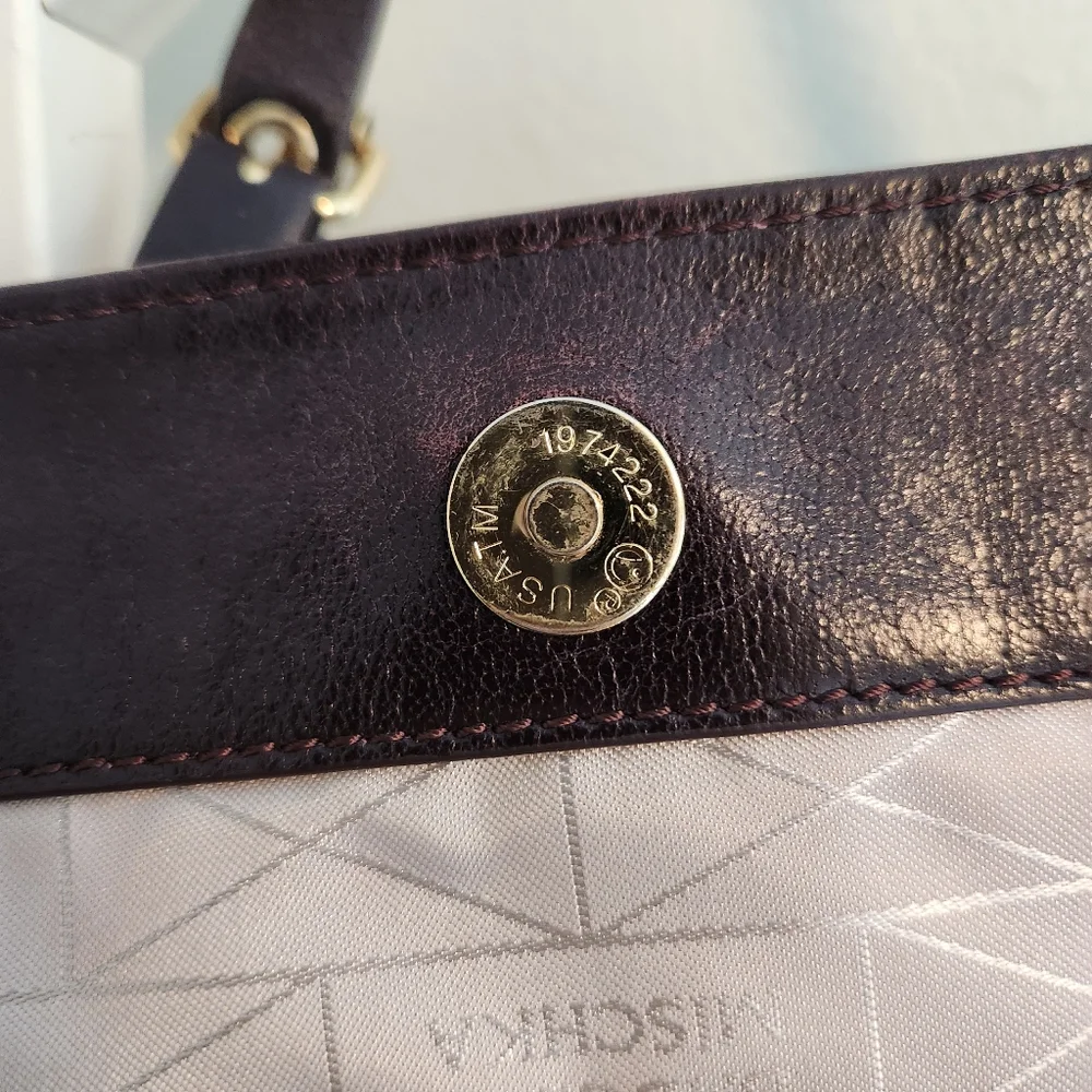 Badgley Mischka Oxblood Leather FoldOver Crossbody Bag Gold Hardware Convertible
